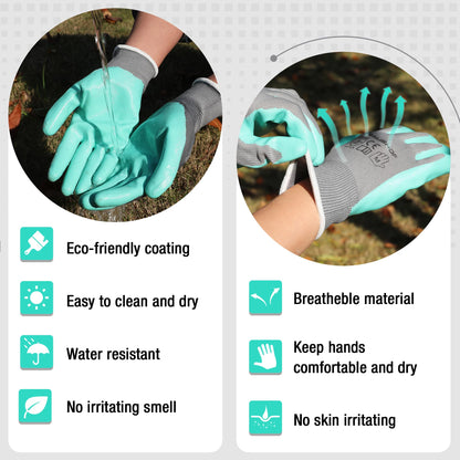 HAUSHOF Gardening Gloves for Women Ladies Thorn Proof 6-Pairs Work Gloves, Women's Breathable Garden Gloves Nitrile Coated with Texture for Yard Work, Pink & Green Large Size