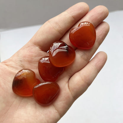 Bacatgem 3 Pcs Natural Carnelian Pocket Palm Thumb Healing Crystal Heart Love Worry Stones,1 inches Reiki Balancing Crystal and Healing Stones