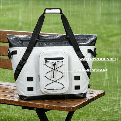 MORXPLOR Cooler Bag Soft Insulated Tote For Beach Travel Grocery|Portable Large Ice Coolers with Handle,Shoudlder Strap,6 Ice Packs and 2 Removeable Cup Holders,40 Can Capacity Food Delivery Tote Bags