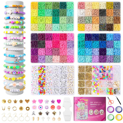 18000 Pcs Clay Beads Bracelet Making Kit 6 Boxes 96 Colors Friendship Jewelry Making kit Polymer Set with 1000 Letter Beads and 850 Charms Crafts