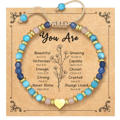 yupoxiu Inspirational Gifts for Women Birthday - Healing Natural Stone Bracelets, Thinking of You Get Well Soon Gifts for Women Friend Sister (I-Blue Aventurine & you're)