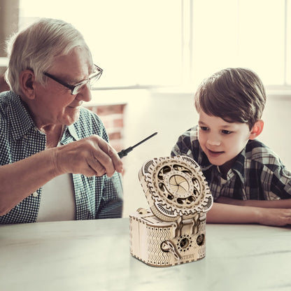 ROKR 3D Wooden Puzzle Password Box Model Kits for Adults and Teens to Build Combination Lock Mechanism Christmas/Birthday