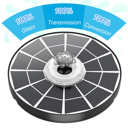 AISITIN 4W Solar Fountain with Lights, Chargeable Solar Bird Bath Fountains Built-in 2200mAh Battery, 2026 Upgrade Glass Panel Solar Water Pump for Bird Bath, Garden, Pond, Pool, Fish Tank, Aquarium