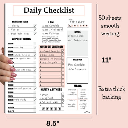 ADHD Planner for Adults & Women - 2026 Productivity Planner & Daily To Do List & Task Notepad, Neurodivergent Tools for Adults, Undated Full Focus Organization Pad with 50 Tear-Off Sheets, 8.5 x 11 Inch