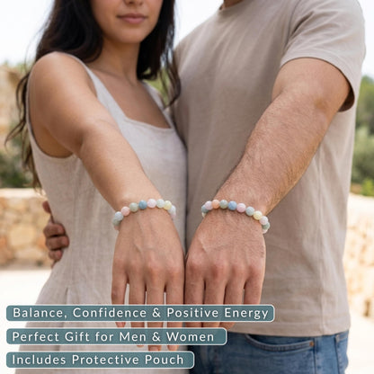 Cherry Tree Collection Multi-Beryl Beaded Bracelet – Genuine 8mm Gemstone Stretch Bracelet for Men & Women – Handmade Crystal Bracelet - (Multi-Beryl - S)