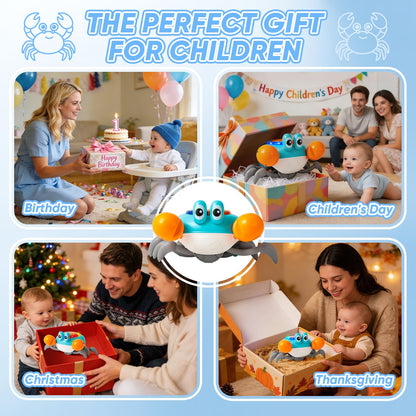 Crab Tummy Time Toys for 1 Year Old Kids, Light-up Dancing Musical Crawling Crab Baby Toy, Early Educational Tummy Time Baby Toys for 6-12 Months Toddlers, Boys and Girls 1st Birthday Gift.(Blue)