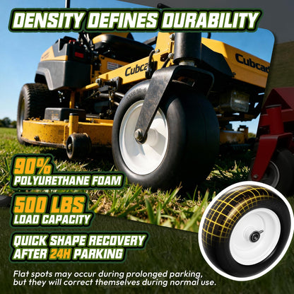 QILINGLORY 13x6.50-6 Flat Free Lawn Mower Tires and Wheel with 3/4" bearing bore Flat-Free, with 5/8” Bearings & Spacers, Fits Riding Mower, Zero Turn, Garden Tractor, 500 lbs Capacity, 2-Pack