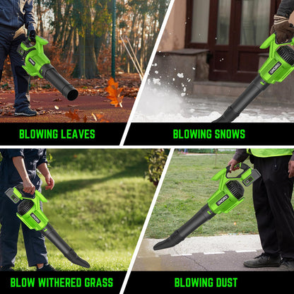 Electric Leaf Blower Cordless, 21V Battery Powered Blower with 2 x 4.0Ah Battery and Charge, 715CFM &180MPH and 3 Speed Mode, Brushless Handheld Blowers for Lawn Care, Yard, Leaves, Dust, Snow