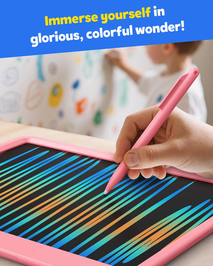 TEKFUN 12 Inch LCD Writing Tablet for Kids, Coloring Drawing Pad, Mess Free Doodle Board, Airplane Travel Toys for Boys and Toddlers, Road Trip Essentials, Gifts for 3 4 5 6 7 8 Year Old Girls(Pink)