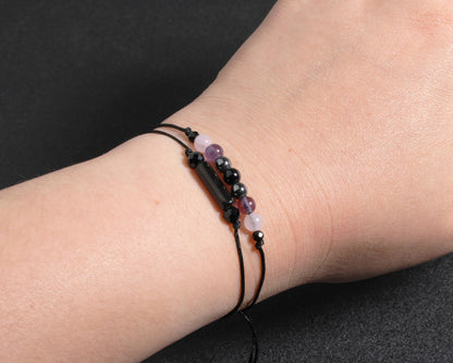 QqzsJewls Empath Protection Bracelets for Women Men, Energy Protection Gifts, Natural Healing Crystal Beads Bracelets, Tourmaline Obsidian Rose Quartz Amethyst Anxiety Relief Jewelry for Her Him