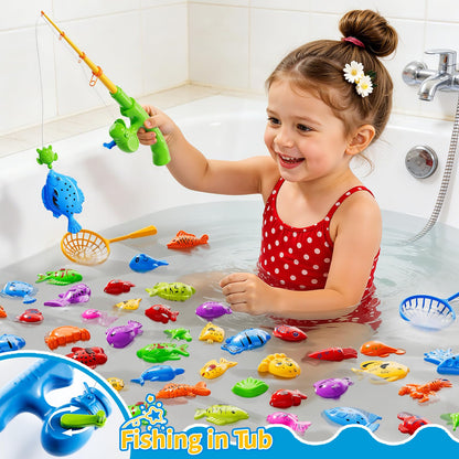 Magnetic Fishing Toy for Kids 3-5, Magnetic Fishing Game for Kids Ages 4-8, Water Table Toys with Fishing Rod Set, Outdoor Plastic Floating Fish, Kids Bath Pool Fishing Water Toys for Baby Boys Girls