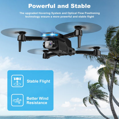 Drone with Camera - Drone with Screen on Controller for Beginners, Foldable Remote Control Quadcopter with Gesture Control, 3D Flip, One Key Start, Emergency Stop, 2 Batteries, Easier to use
