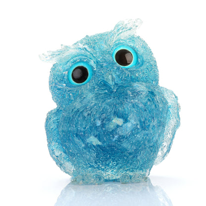 Reyife Hand-Carved Natural Crystal Owl Statue Reiki Healing Gemstone Animal Figurines Home Office Car Decoration The Best Gifts 2.4 inches(Aquamarine)