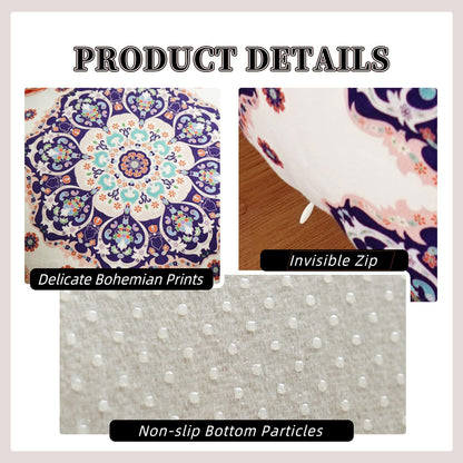 Artbloss Unstuffed Pouf Cover Ottoman Footrest Bohemian Chenille Foot Stool Floor Bean Bag 20x20x8 Inches for Living Room Bedroom Home Decor (Blue, Square)