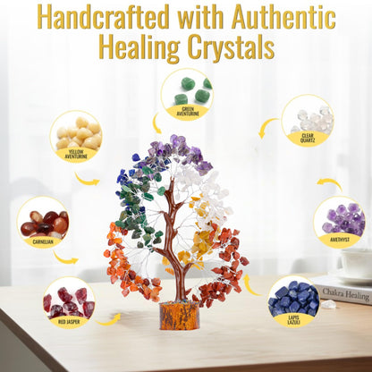 ANAYA AGATE 7 Chakra Healing Crystal Tree of Life Kit, Bracelet, Pendant, Necklace, Feng Shui Money Bonsai Tree, Positive Energy for Women, Mom, Sister and Housewarming Decoration