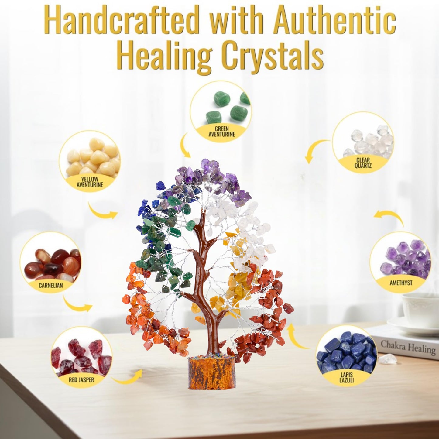 ANAYA AGATE 7 Chakra Crystal Tree Birthday Gifts for Women Healing Crystal Tree of Life Sister Birthday Gifts Room & Home Decor Gift for Mom Her Positive Energy New House Warming Gift Women