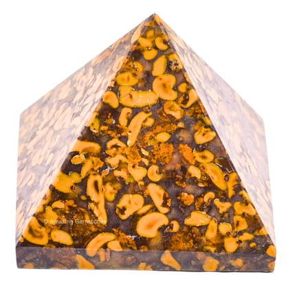 Amazing Gemstone Fruit Jasper Pyramid Crystal Healing Stones - 1.5" Great Pyramid Figurine of Natural Stone Pyramid for Meditation, Reiki, Chakra Balancing and Crystal Pyramids Grid