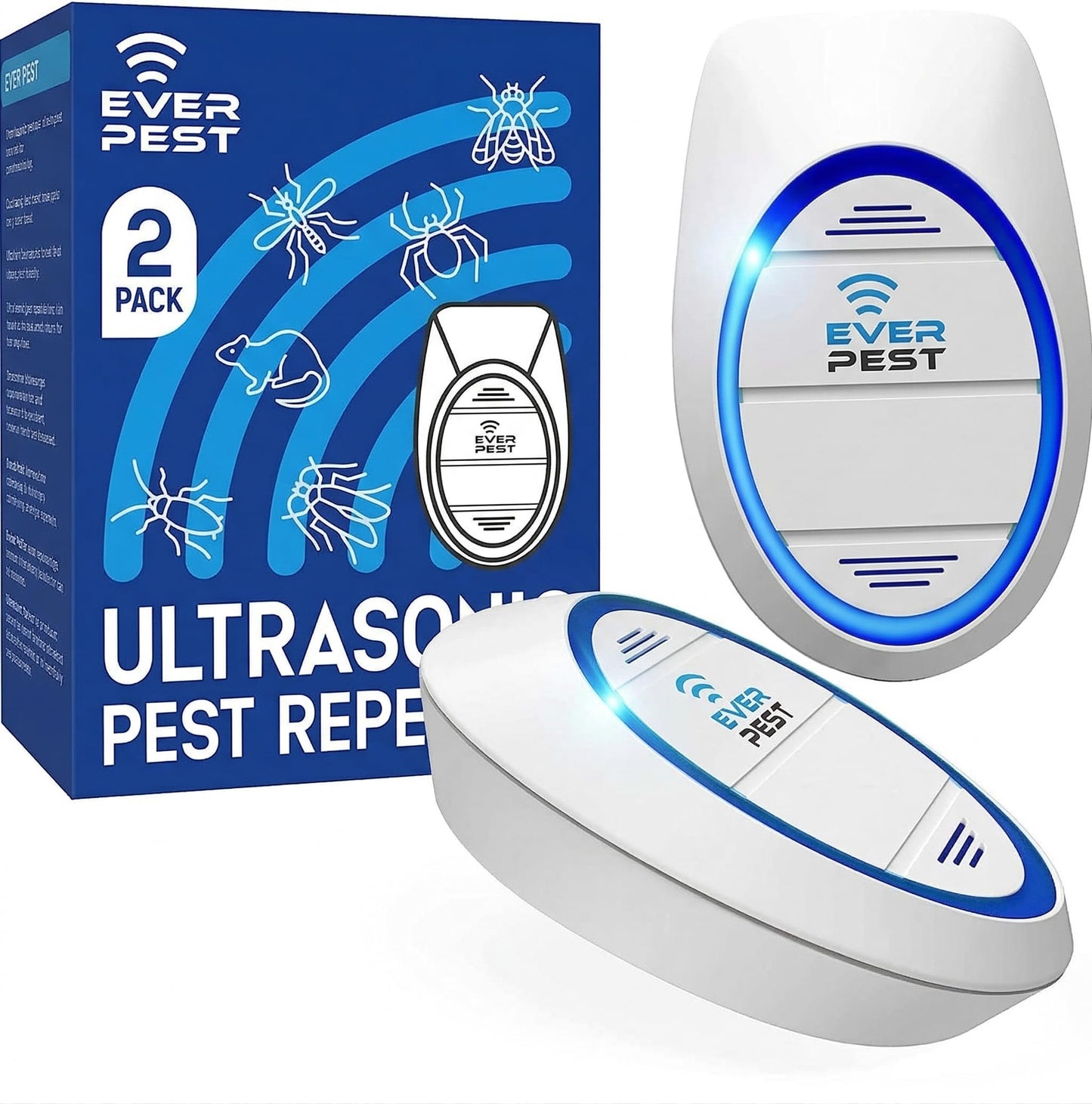 Ultrasonic Pest Control Repeller (2-Pack) Plug in Flea Rat Roach Mosquito Cockroaches Rodent Spider Scorpion Fruit Fly Insect Indoor Plug Getter Robo Caminho 1