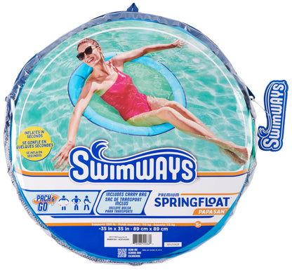 SwimWays Spring Float Premium Papasan Pool Lounger, Inflatable Pool Floats Adult with Fast Inflation for Ages 15 & Up, Sky Blue