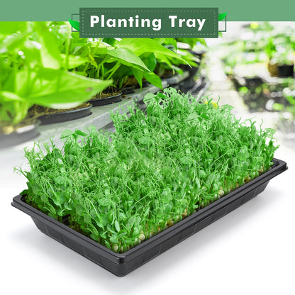 Sckee Upgraded 10 Pack Plant Growing Trays Seed Starting Tray Microgreens Growing Trays Seedling Plant Germination Starter Tray Transplant Fodder Flats, No Holes, No Leakage, Reusable (1017)