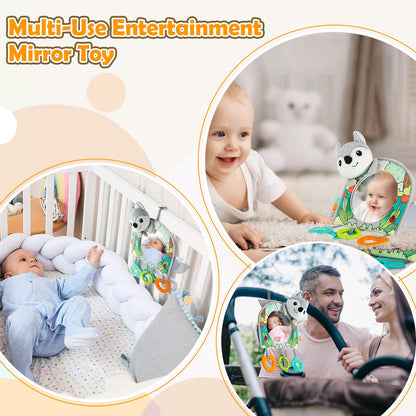 Lynncare Car Seat Toy, Baby Car Mirror Toy for Rear Facing, Travel Baby Activity Center with Hanging Engaging Toys for Infants Babies 0-6-12-18 Months Boy Girl