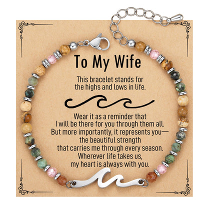 TONY & SANDY Wife Birthday Gifts, Mothers Day Gifts for Wife from Husband, Wave Bracelet for Women, Unique Wedding Anniversary Valentines Day Gift for Wives Christmas Jewelry Presents Idea