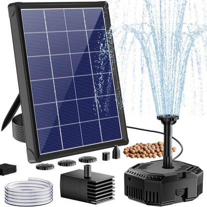 Antfraer Solar Pond Filter with Fountain Pump, 4W Solar Fountain Pump with Pond Filter, Solar Powered Water Pump Kit with 5 Nozzles & PVC Tubing for Bird Bath, Garden, Outdoor Fish Tank