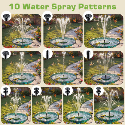 AISITIN 3.5W Solar Bird Bath Fountain with Built-in 1800mAh Battery, Solar Water Pump with 8 Nozzles, Solar Powered Floating Fountain for Outdoor Garden, Birdbath, Pond, Pool, Fish Tank - Dark Green