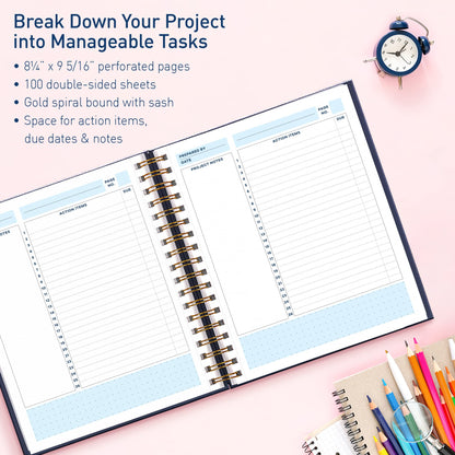 S&O Project Management Planner - Work Organizer Daybook– Assignment Schedule Notebook - Task Manager – Activity Notebooks for Work - Project Management Journal- 200 Pages, 8.25" x 9.3”