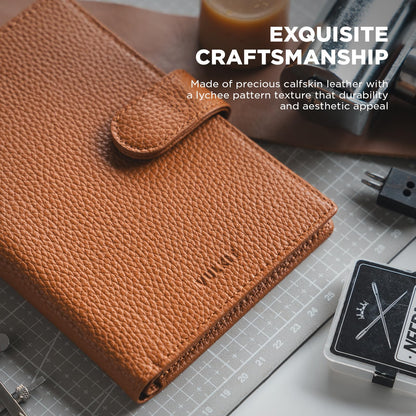 VULKIT Leather Passport Travel Wallet for 2 Passports Pocket Slim Double Passport Holder RFID Blocking with ID Window for Women or Men