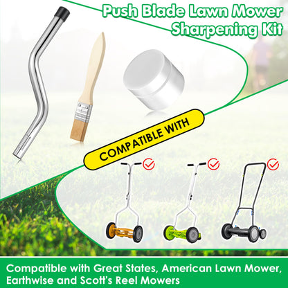 Dunkive Compound Sharpening Kit, Reel Lawn Mower Sharpening Kit Compatible with Great States and American Lawn Mower Manual Push Lawn Mowers, Includes Back Lapping Crank, Compound and Brush