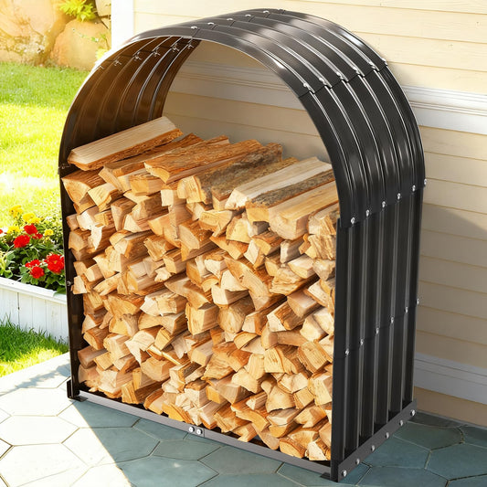 XGMDD Heavy Duty Firewood Rack with Top Cover, Outdoor Indoor Use, 700 LBS Capacity, Waterproof Galvanized Steel Fire Log Holder for Fireplace,Patio, Stylish Metal Fire Wood Storage Organizer Racks