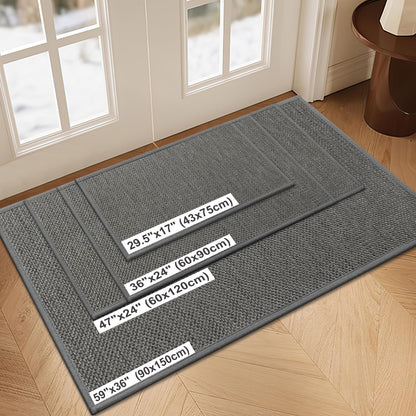 LEKEEPGO Door Mat 17"x29", Non Slip Door Mat Indoor Entrance, Rubber Backing Indoor Door mats Washable Absorbent Low-Profile Doormat Front Entryway Entry Resist Dirt Inside Door Mats, Grey