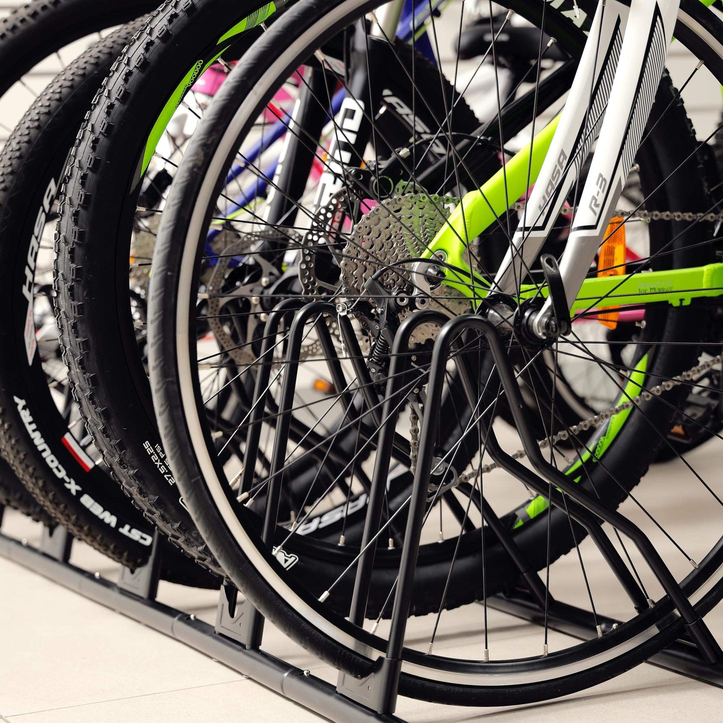 CyclingDeal Bicycle Floor Parking Rack Stand - for Mountain MTB Road Bike - Indoor Home Garage Storage - Classic 6 Bikes