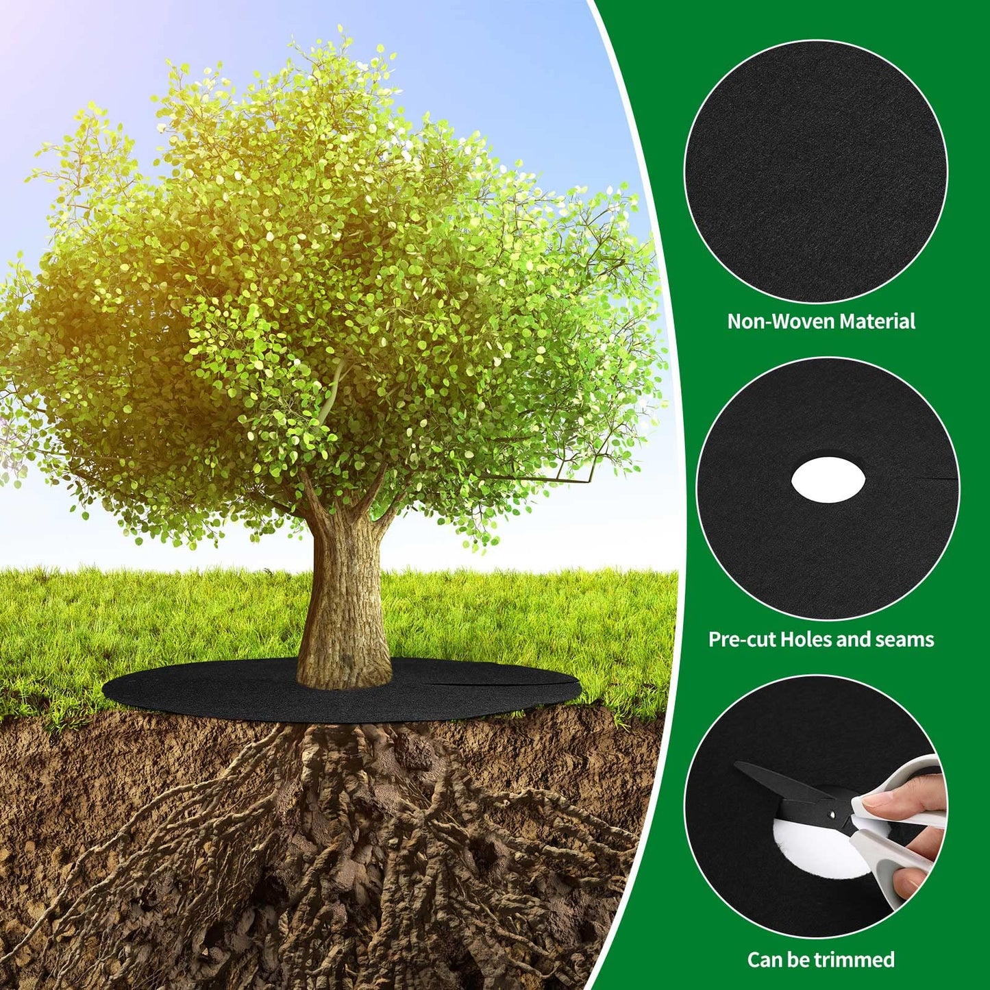 Shimeyao 8 Pack 32.2 Inch Non Woven Tree Mulch Ring Thickened Tree Mat Protector Reusable Trees Weed Mat Round Fabric Trees Root Barrier or Landscape Weed Barrier Plant Root Protection(Black)