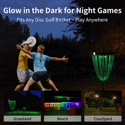 Disc Golf Basket Sensor Light | Automatic Sensor Lighting + Automatic Color-Changing Function | Compatible with Universal Disc Golf Baskets (40MM)