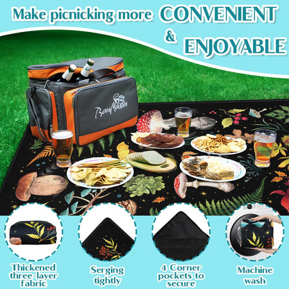 awufncksn Mushroom Picnic Blankets Waterproof Foldable, 60″X80″Thick Three Layer Picnic Mat Outdoor Blanket for Grass,Cute Beach Blanket Sandproof Picnic Accessories for Camping Party Park Hiking