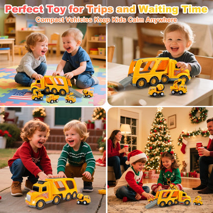 Nicmore Construction Truck Toddler Toys Car: Toys for 1 2 3 4 Year Old Boy 5 in 1 Carrier Toys for Kids Age 1-3 2-4| 18 Months 2 Year Old Boy Christmas Birthday Gifts