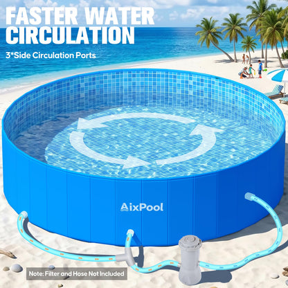 AixPool 2026 Large Foldable Pool,Non-Inflatable Pool for Adult,Foldable Swimming Pool,Plastic Kiddie Portable Pool,Collapsible Kid Pool for Backyard,Oversized Easy Setup Family Pool for Adult,7.5FT