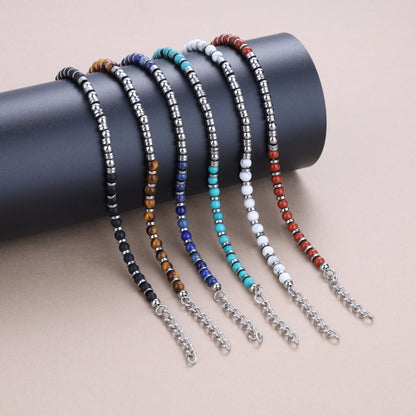 GAVU Hematite Lapis Lazuli Bracelet, Crystal Beaded Bracelet for Men
