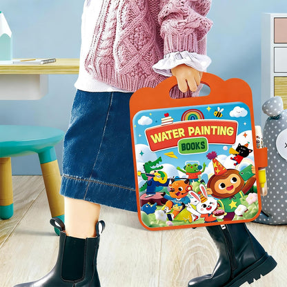 Usmfuie 3 Pcs Reusable Water Painting Book for Toddlers, Water Coloring Books for Kids, Paint with Water Books, Magic Water Color Paint Book with Pen, Water Doodle Book Travel Toys