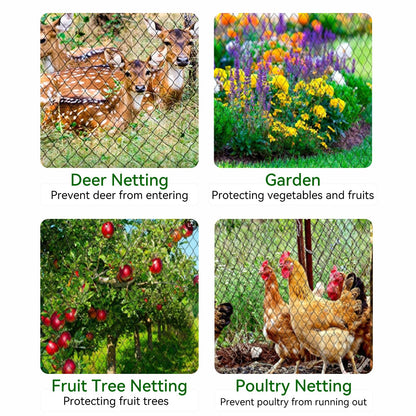 XiHaKey Deer Fence Netting 7.5x65Ft, Heavy Duty 1/2" Mesh Deer & Animal Barrier for Garden, Fruit Trees, Plants Protection - UV Resistant, Reusable with Zip Ties