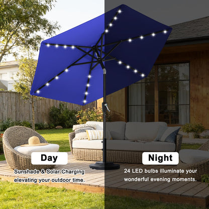 ABCCANOPY Durable Solar Led Patio Umbrellas with 24LED Lights 7.5FT (Royal Blue)