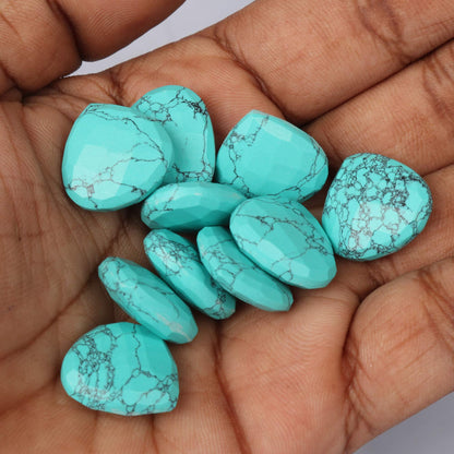 AAA++ Natural Blue Turquoise/pear Turquoise 116.50 Ct Lot of 10 Pcs Pear Faceted Cut Gemstones for Jewelry Making ET-961