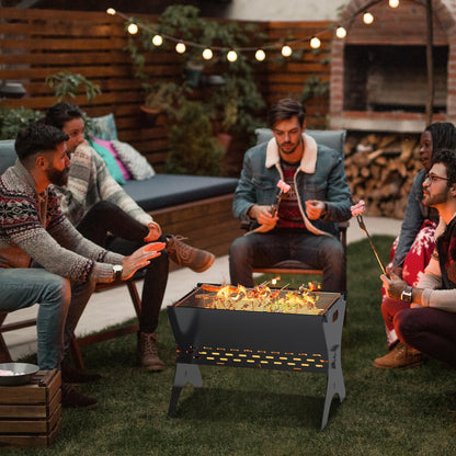 Bearfire Camping Campfire Grill, 16"Lx12"D Portable Folding Charcoal Grills, Backpacking BBQ Grill with Carry Bag, Outdoor Fire pit for Camping, Picnic, Bonfire, Patio, Backyard
