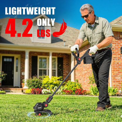 Cordless Weed Eater Compatible with Milwaukee M18 18V Battery(Tool Only), 12-Inch 3-in-1 String Trimmer with 8500RPM Upgraded Motor, Automatic Line Feed Weed Wacker for Lawn Edging and Mowing-Red