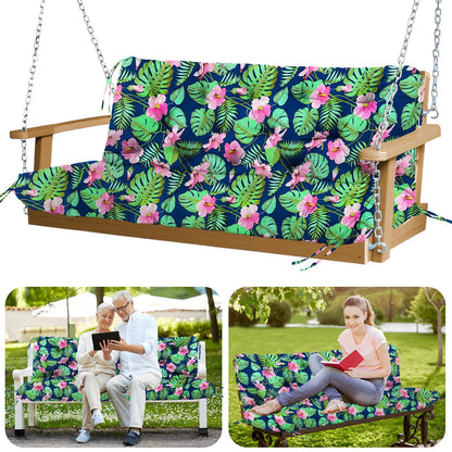 GZXAGZJ Porch Swing Cushions 70x40 inch Waterproof Outdoor Swing Cushions with Backrest and Ties Thicken 5" Swing Cushion for Outdoor Furniture Garden Lawn Patio Backyard (Rainforest Pattern)