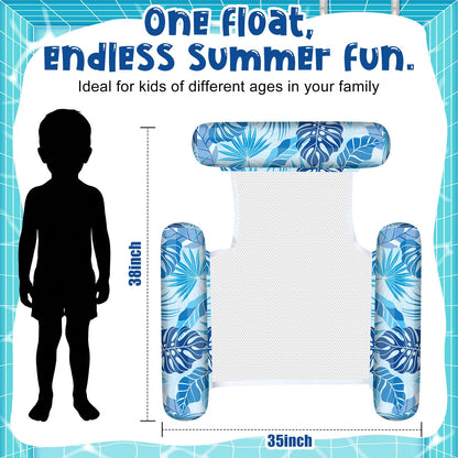 Soulchen 2 Packs Inflatable Pool Floats Kids Floating Lounge Chairs Floaties Water Hammock Inflatable Pool Toys Kids Blow Pools Noodle for Summer Beach Party Game Vacation Essential (Blue,Green)