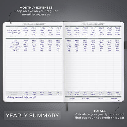 Clever Fox Income & Expense Tracker Large – Accounting & Bookkeeping Ledger Book for Small Business – 2-Year Record Notebook, A4 (Silver Black)