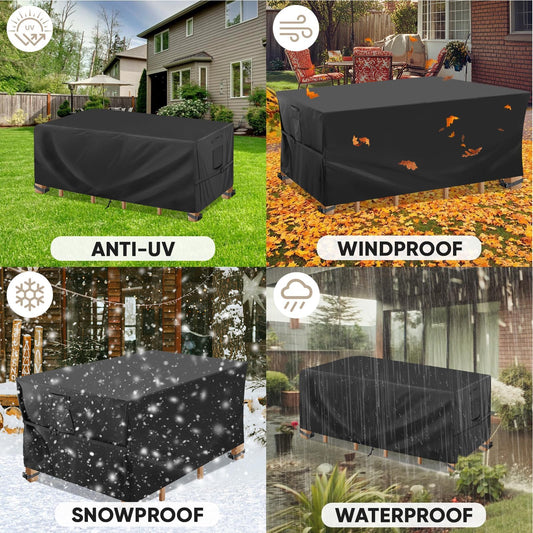 BALEINE Patio Furniture Covers, Outdoor Furniture Covers Waterproof, Heavy Duty Oxford Patio Table Cover for Outdoor Table, Chair, Sofa, Desk (Black, 138"L x 86"W x 32"H)